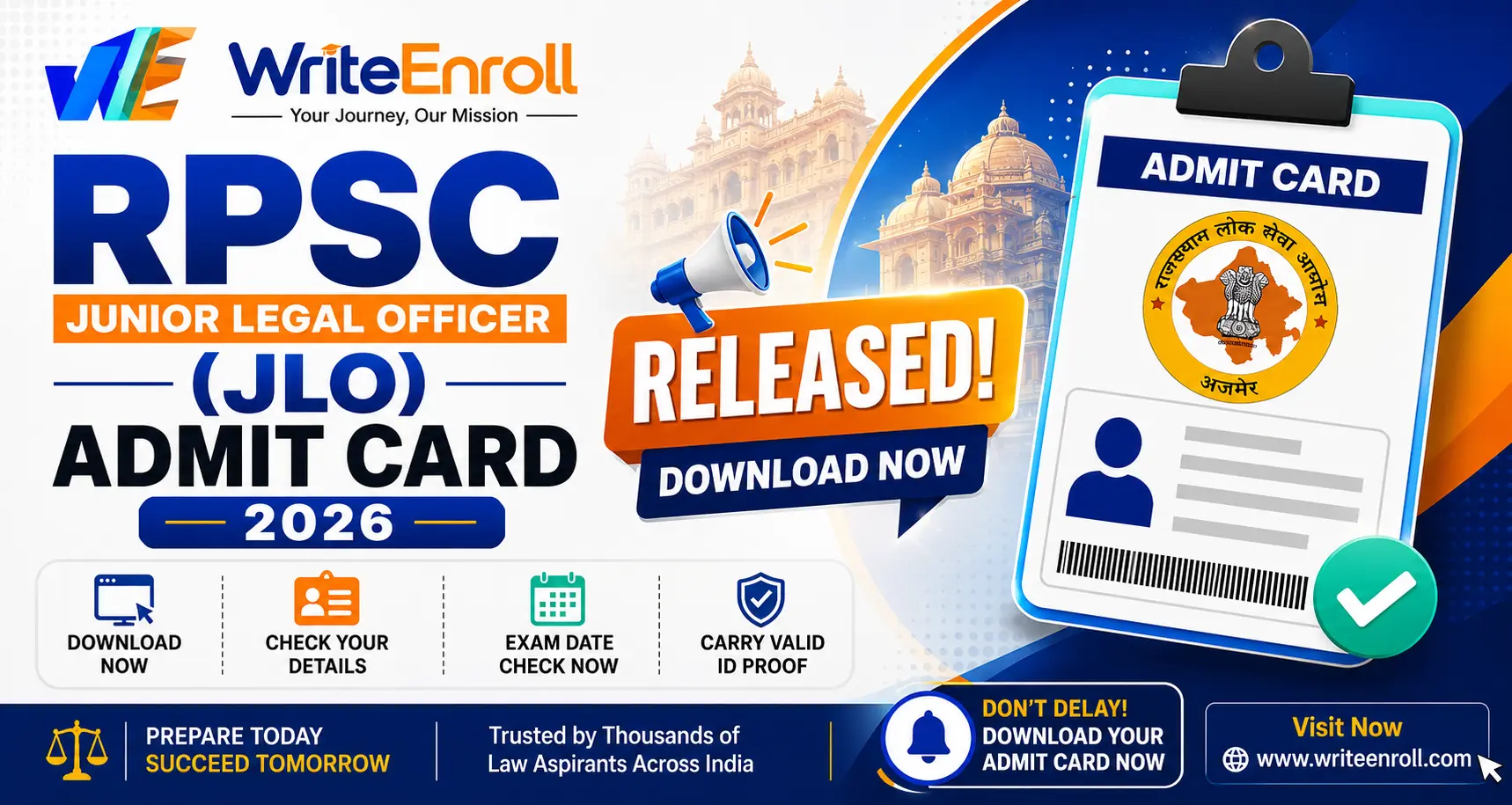 RPSC Junior Legal Officer JLO Admit Card 2026 Released – Complete Download Guide